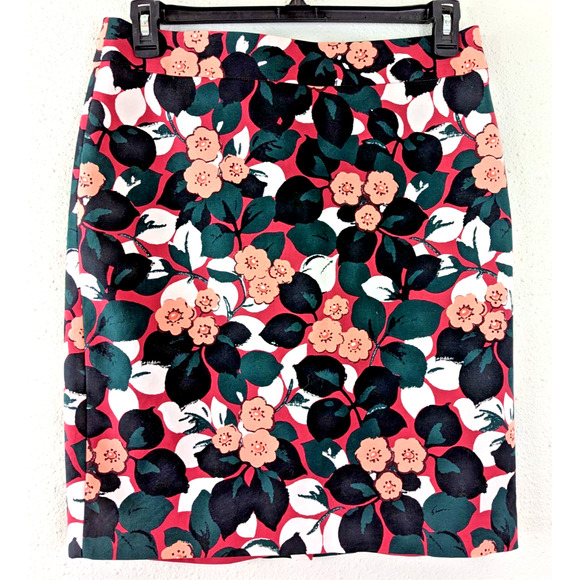 Ann Taylor Factory sz 10 Pencil Skirt colorful floral print knee lined 0655 - Picture 1 of 4